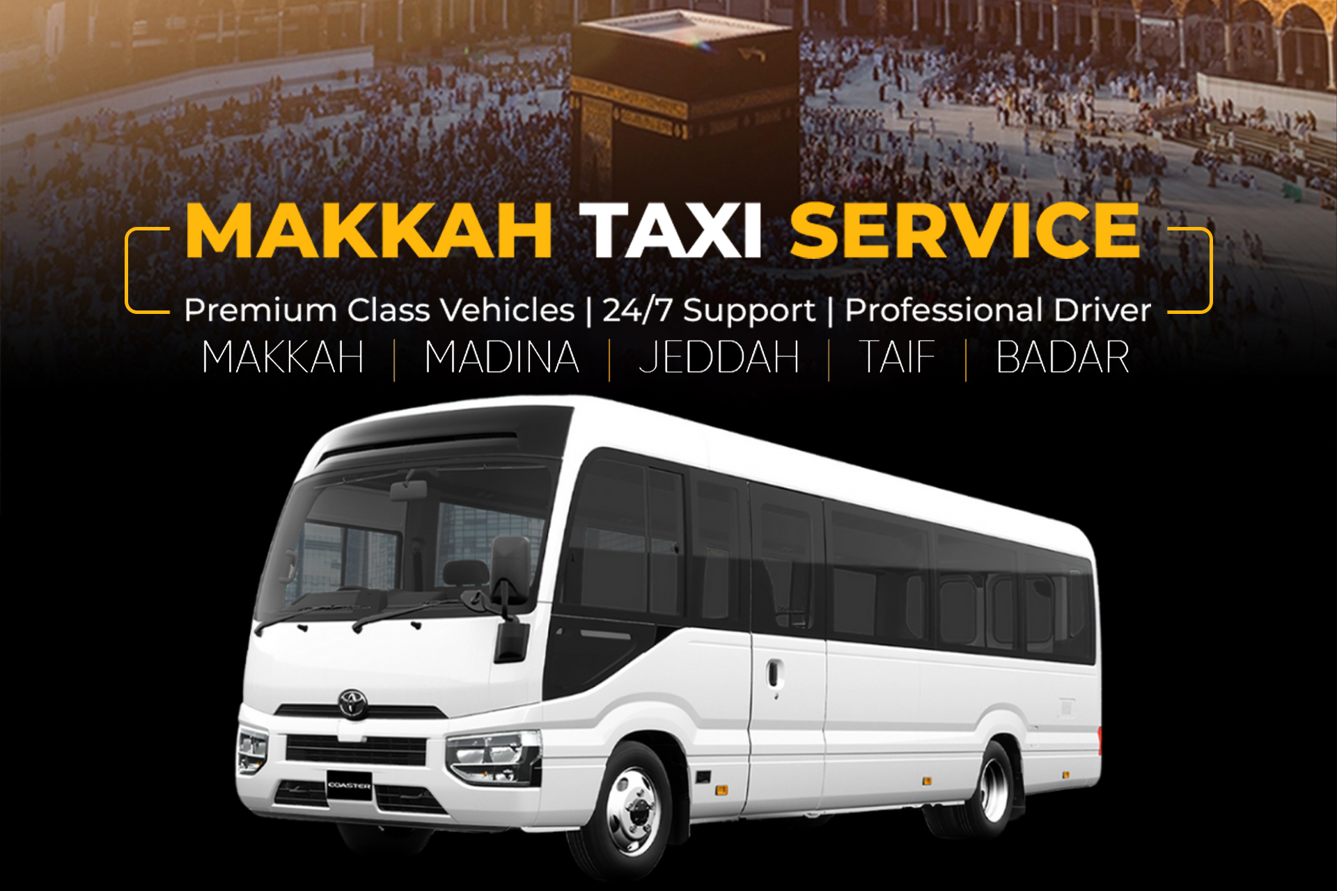 Toyota Coaster Bus for Large Pilgrim Groups in Makkah